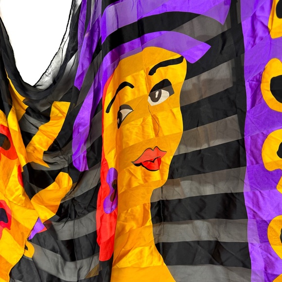 Retro Bright Kate Scarf Satan Bold Sheer Wrap - Picture 1 of 9